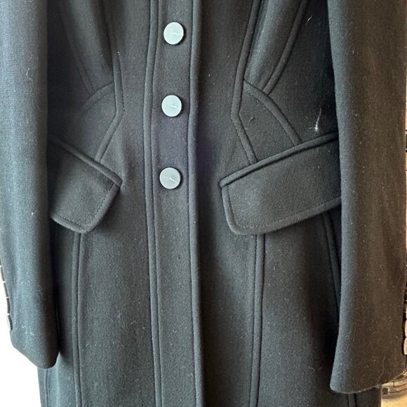 BURBERRY PRORSUM Black Wool Military-Inspired Long Coat - Picture 3 of 9